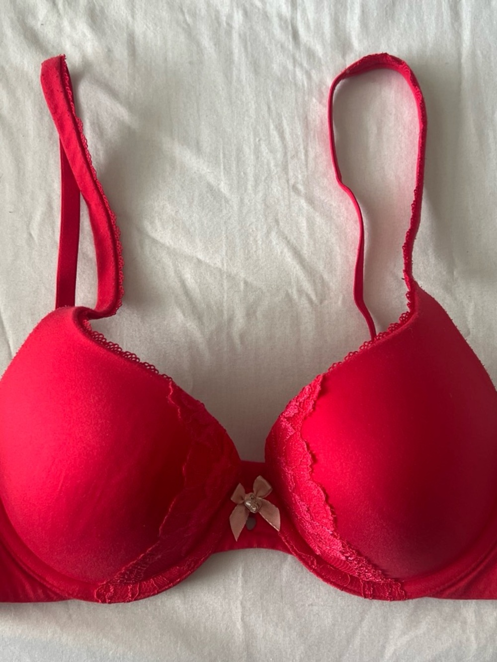Women's Red Lace Trim -Bra